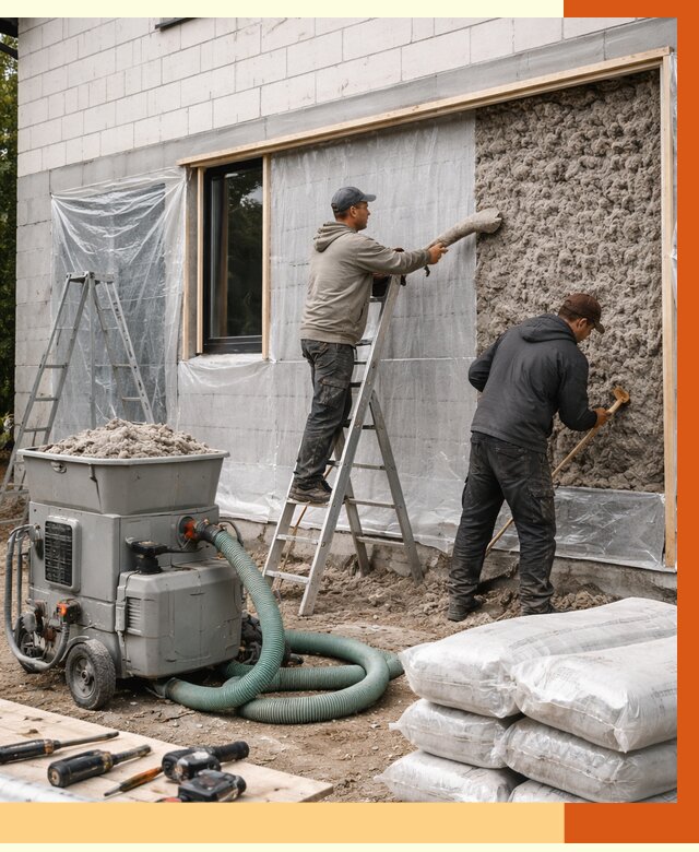 Утепление дома из газобетона эковатой в Канаше от 4622 руб./м2 | ТепломастерКна