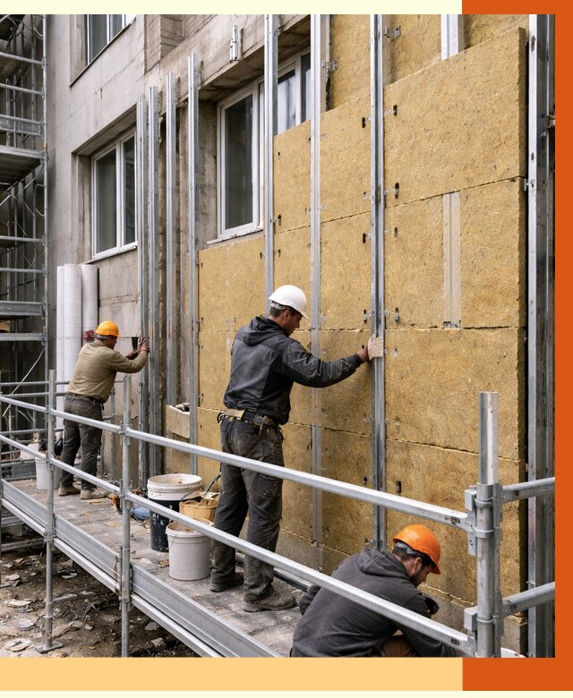 Утепление вентилируемого фасада в Канаше от 5752 руб/м2 — монтаж и утепление вентфасад | ТепломастерКна